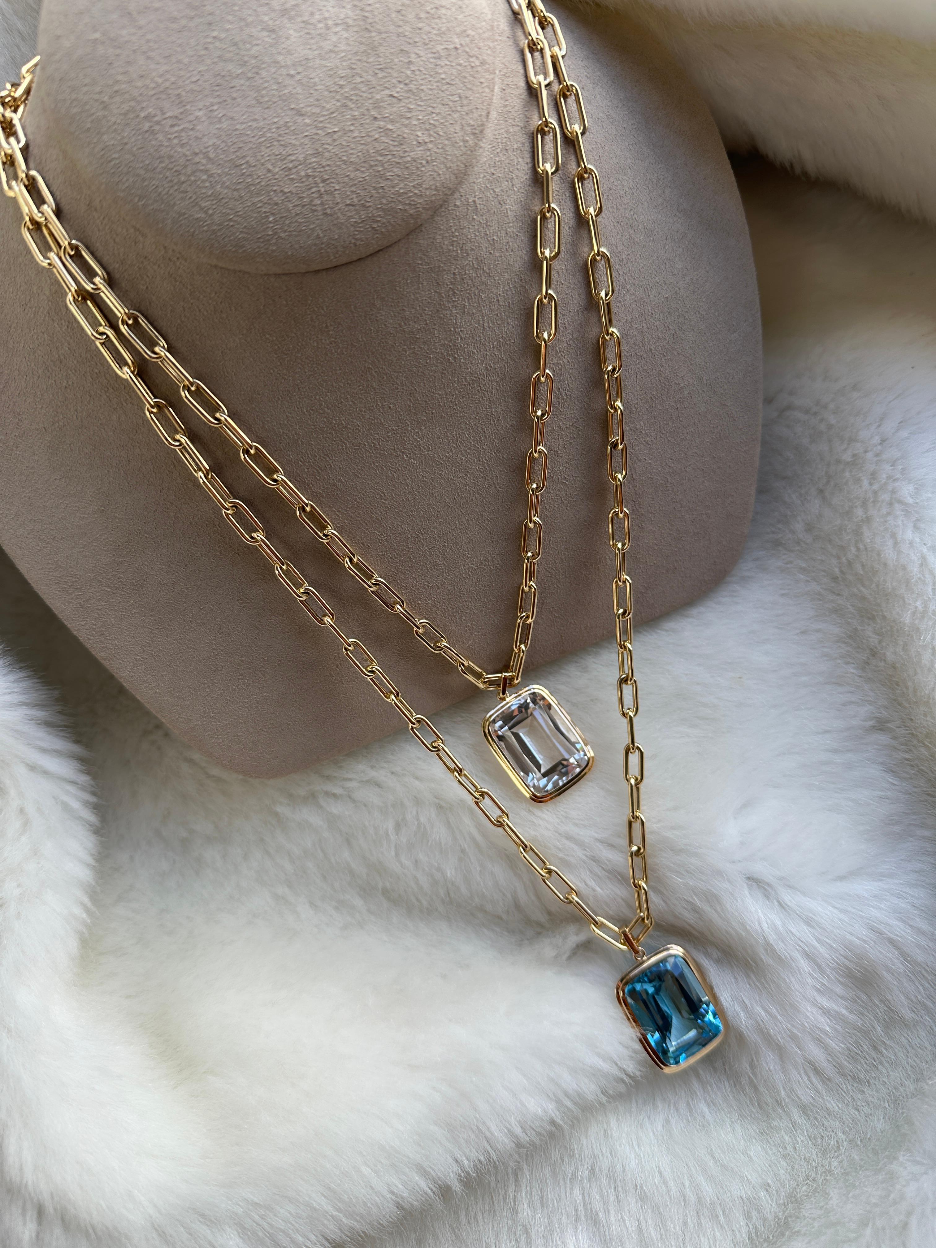 Blue Topaz Cushion Pendant in 18K Yellow Gold, from 