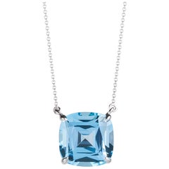 Goshwara Blue Topaz Cushion Pendant on Cable Chain