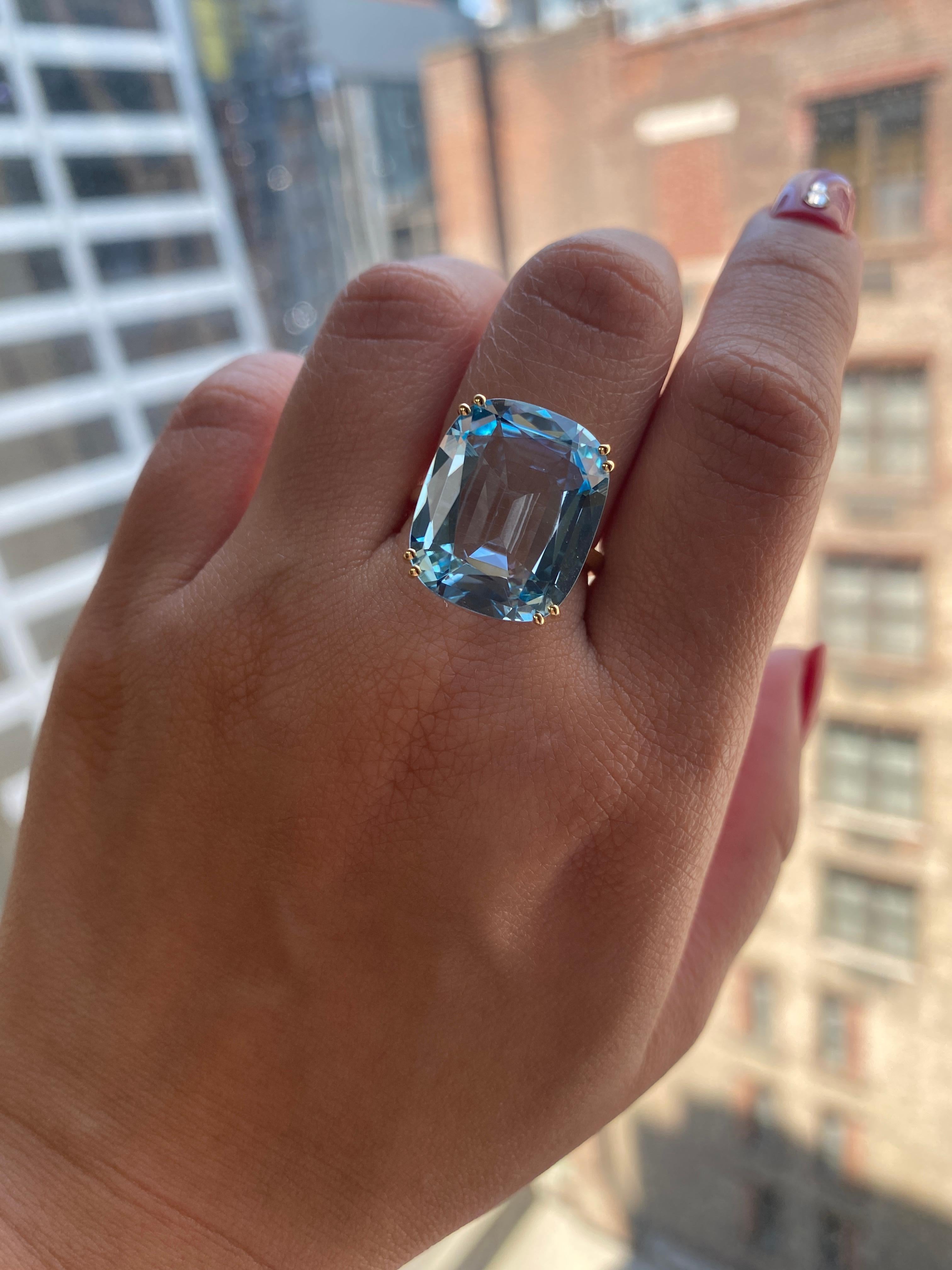 cushion cut blue topaz ring