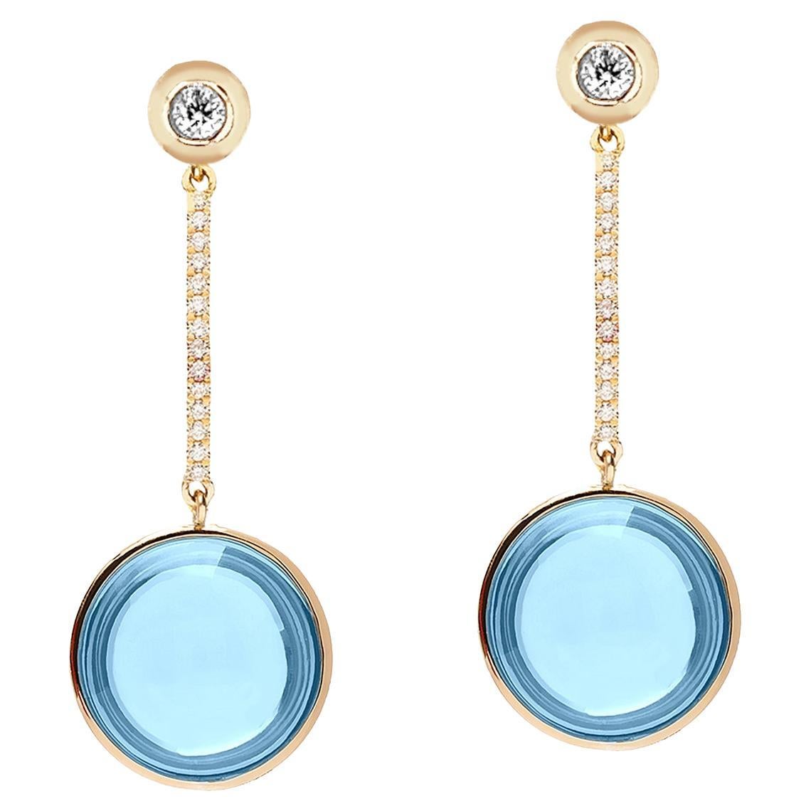 Goshwara Blue Topaz Disc with Diamonds Earrings For Sale