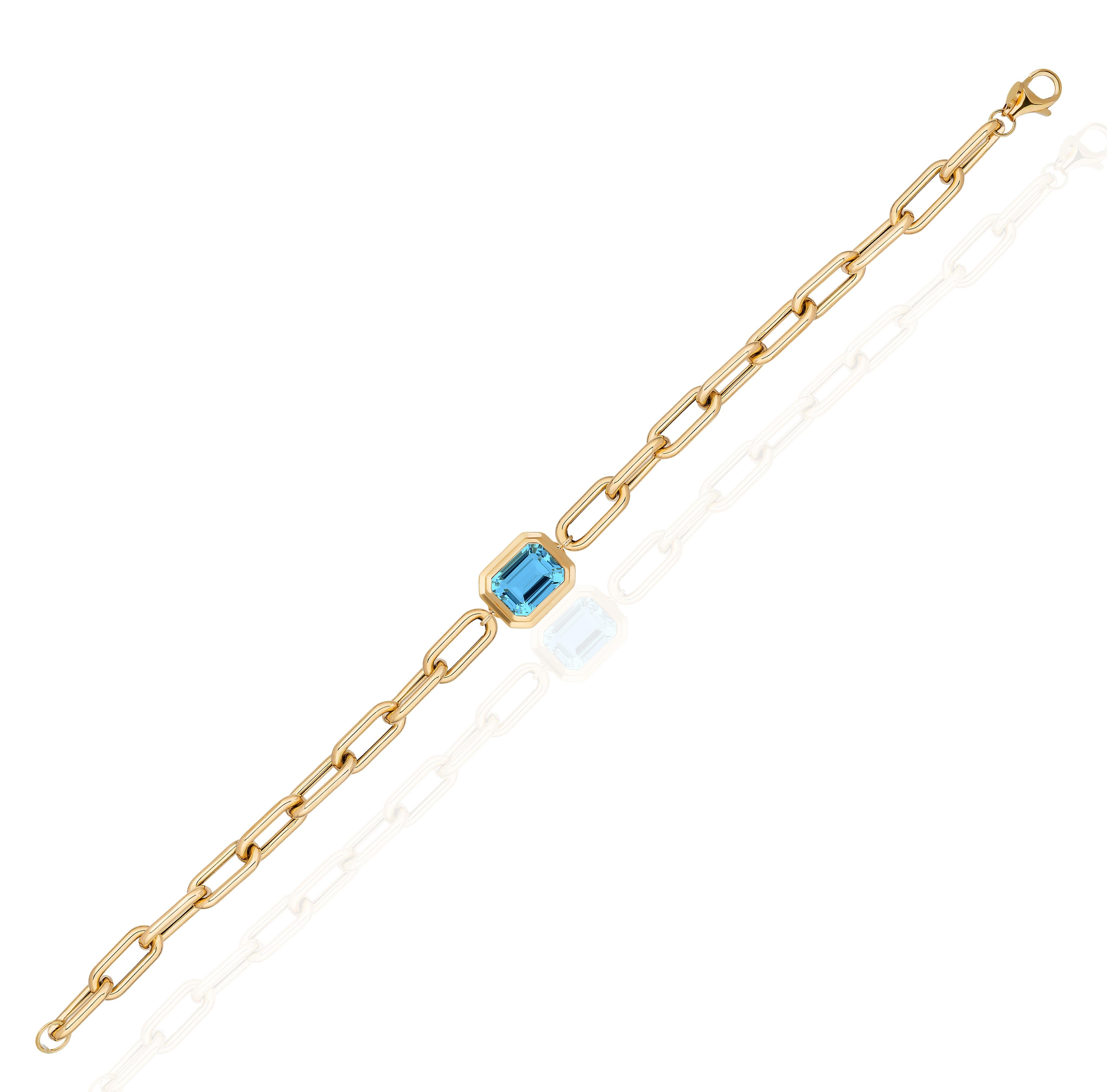 Contemporary Goshwara Blue Topaz Emerald Cut Bezel Set Bracelet For Sale