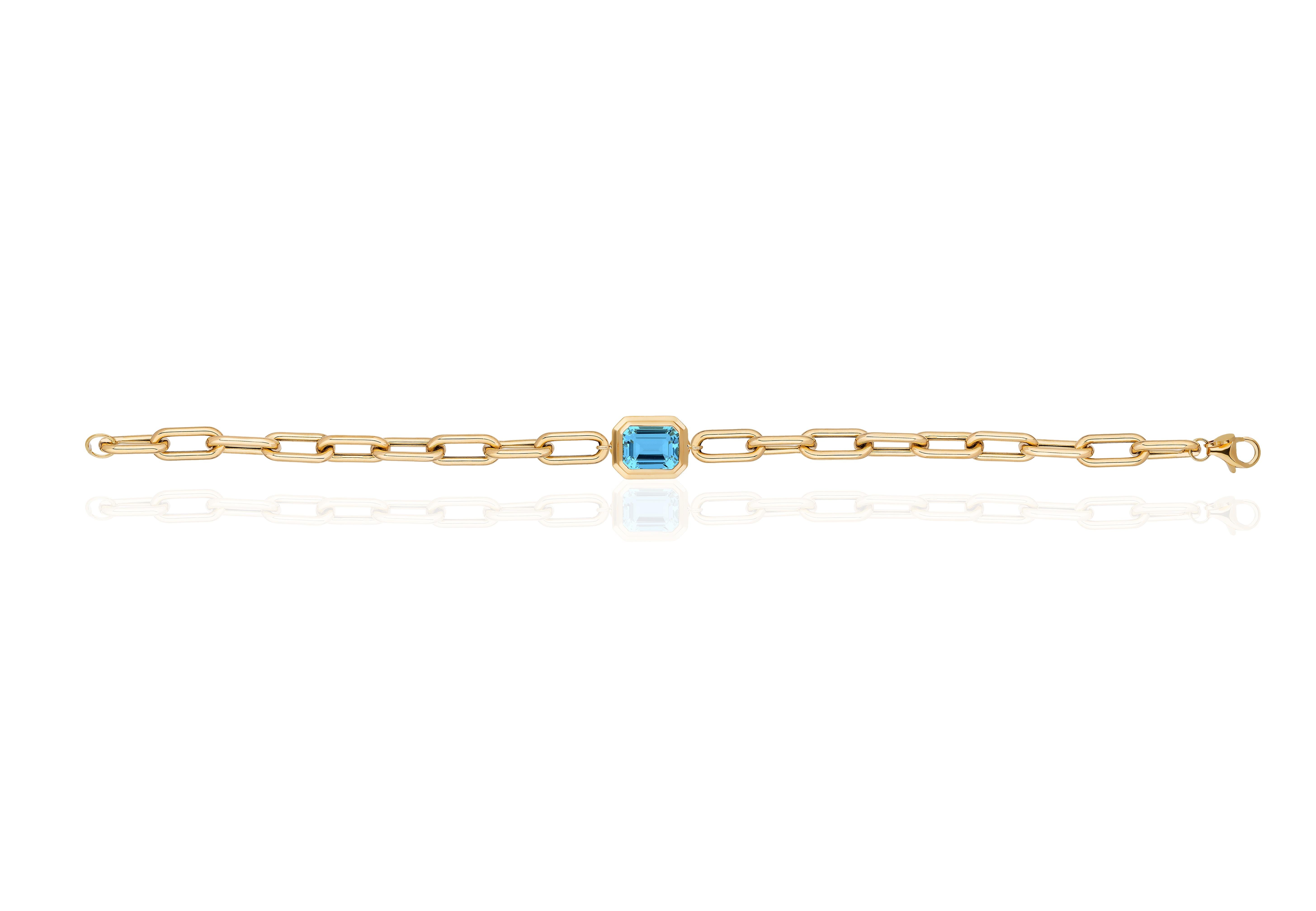 Goshwara Blue Topaz Emerald Cut Bezel Set Bracelet In New Condition For Sale In New York, NY