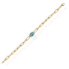 Goshwara Blue Topaz Emerald Cut Bezel Set Bracelet