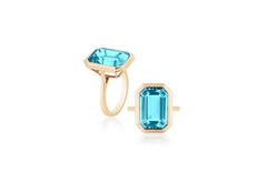 Goshwara Blue Topaz Emerald Cut Bezel Set Ring