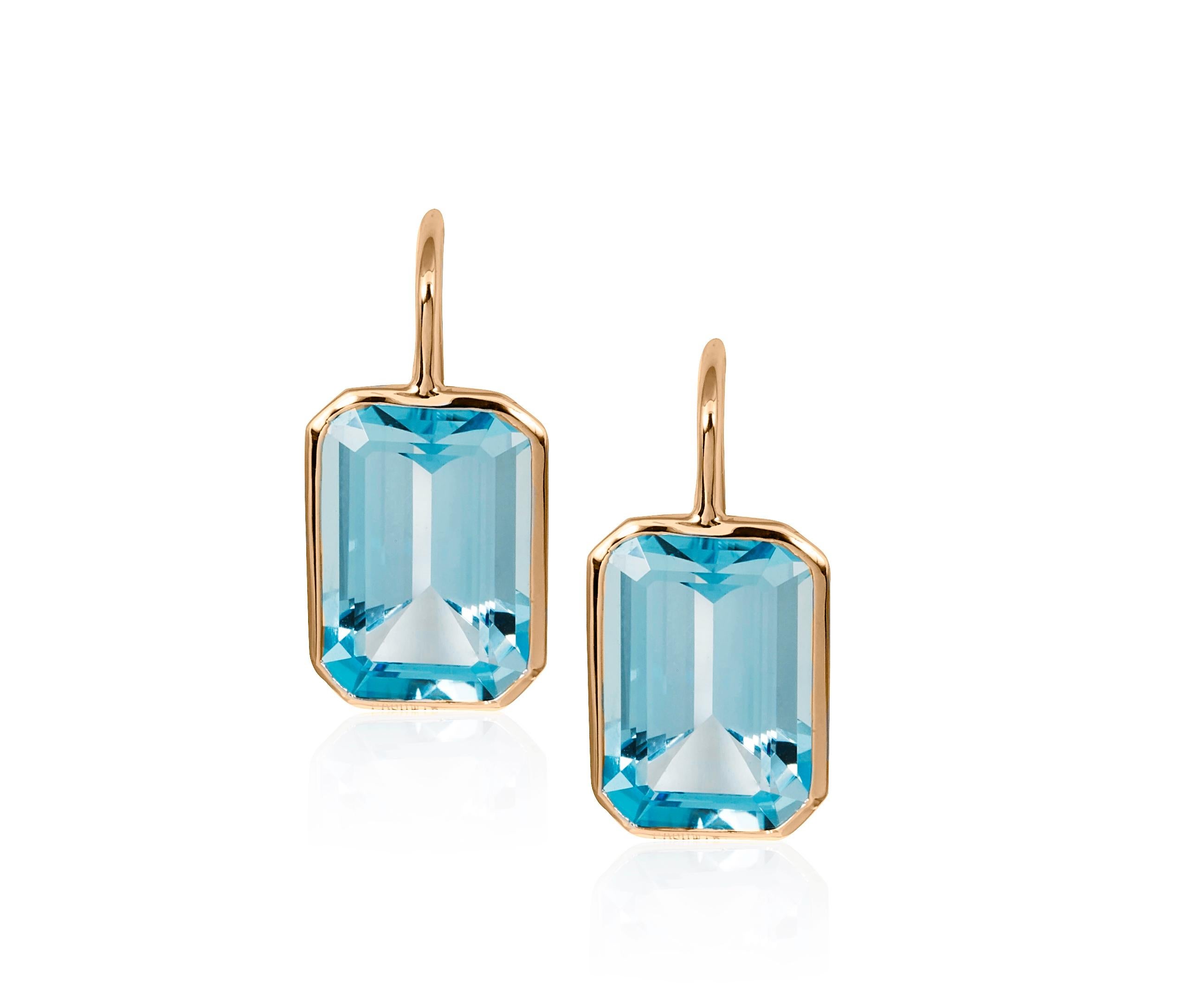 Blue Topaz Emerald Cut Earrings on Wire in 18K Yellow Gold Gold from 'Gossip' Collection

Stone Size: 15 x 10 mm
