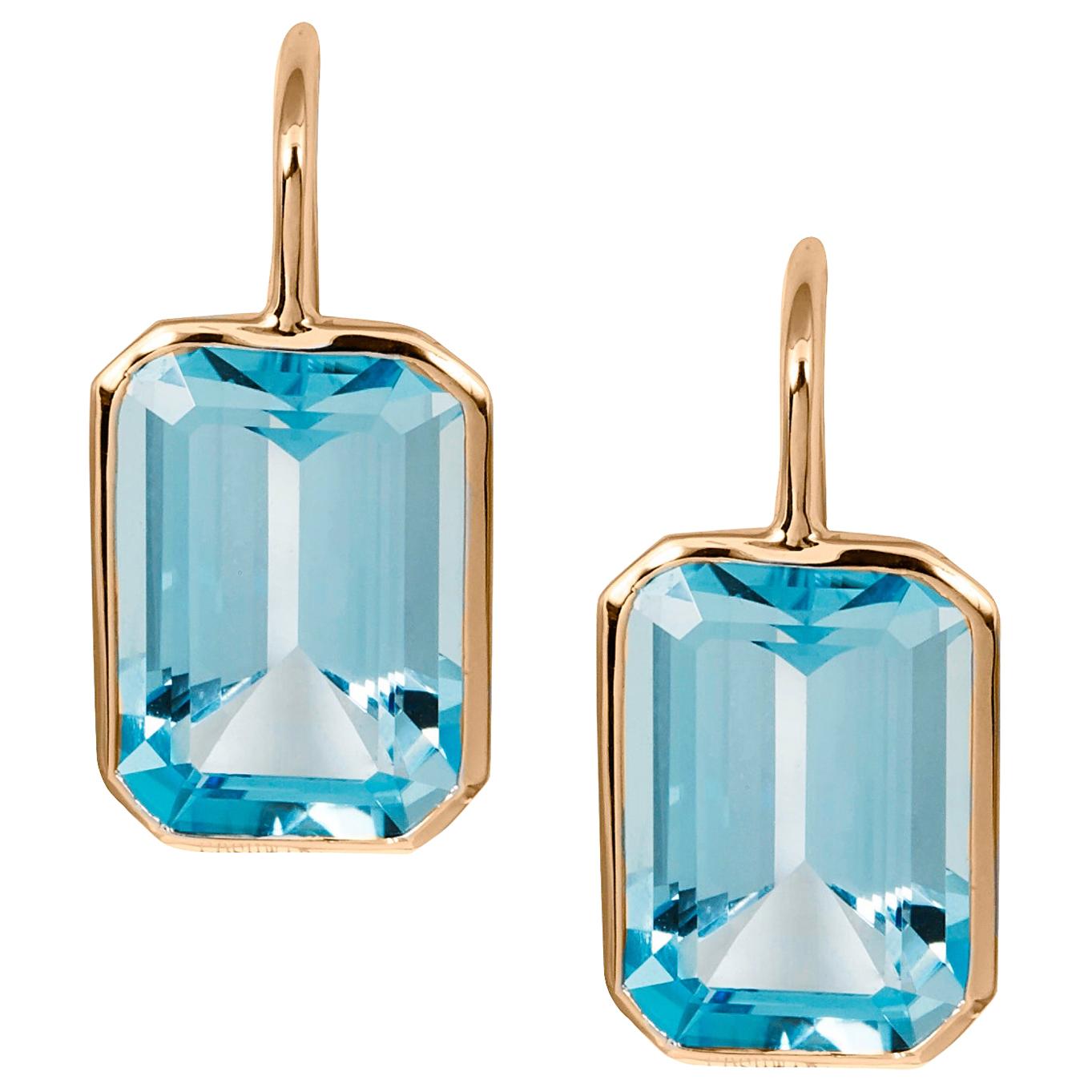 Goshwara Blue Topaz Emerald Cut Earrings For Sale