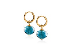 Goshwara Blue Topaz Fluted Bead Earrings on Hoops