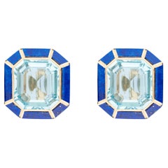 Goshwara Blue Topaz & Lapis Lazuli Inlay Stud Earrings