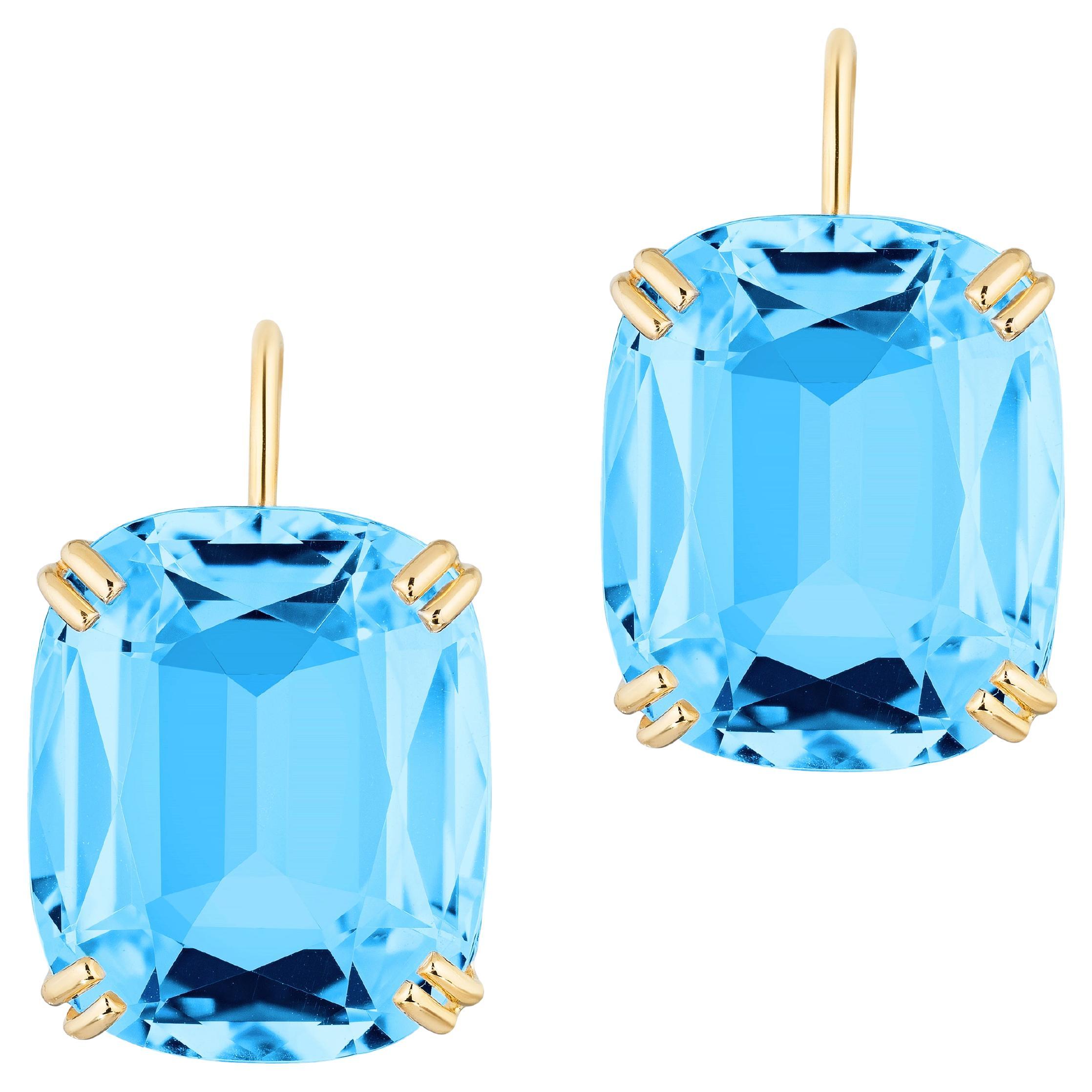 Goshwara Blue Topaz on Wire Cushion Earrings