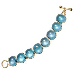 Goshwara Bracelet cabochon ovale en topaze bleue