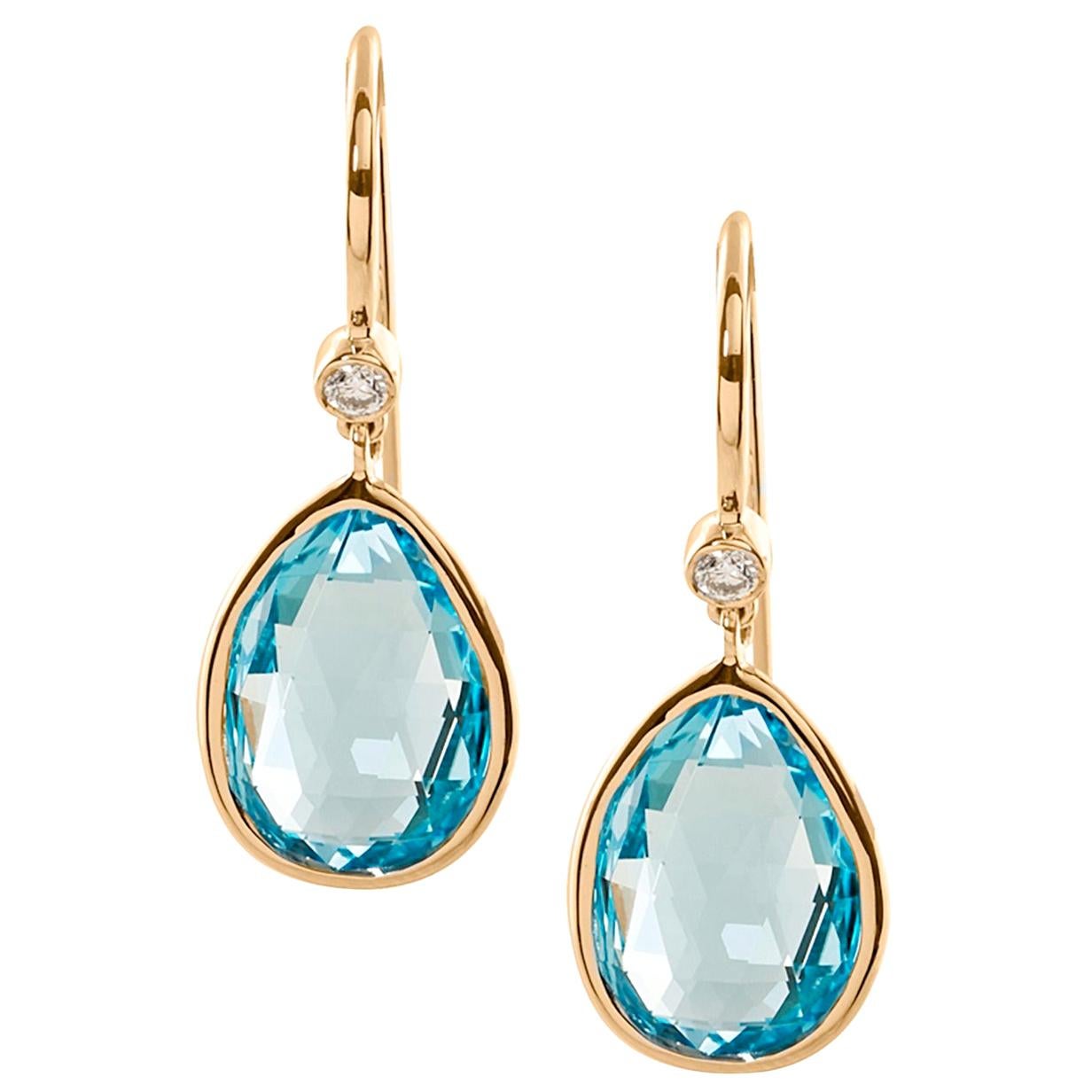 Goshwara Pear Shape Blue Topaz with Diamonds on Wire Earrings For Sale ...