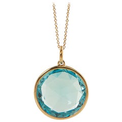 Goshwara Blue Topaz Round Rose Cut Pendant