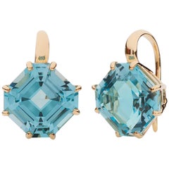Goshwara Blue Topaz Square Emerald Cut Earrings