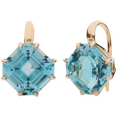 Goshwara Blue Topaz Square Emerald Cut Earrings