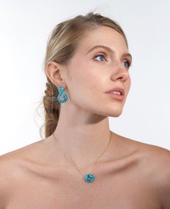 Goshwara Blue Topaz & Turquoise Inlay Oval Pendant