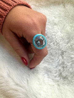 Goshwara Blue Topaz & Turquoise Oval Cocktail Ring