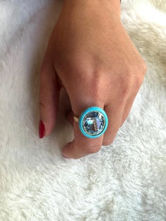 Goshwara Blue Topaz & Turquoise Oval Ring