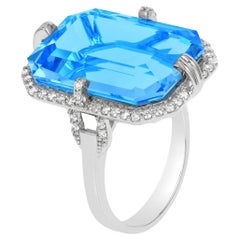 Goshwara Blue Topaz with Diamonds Ring