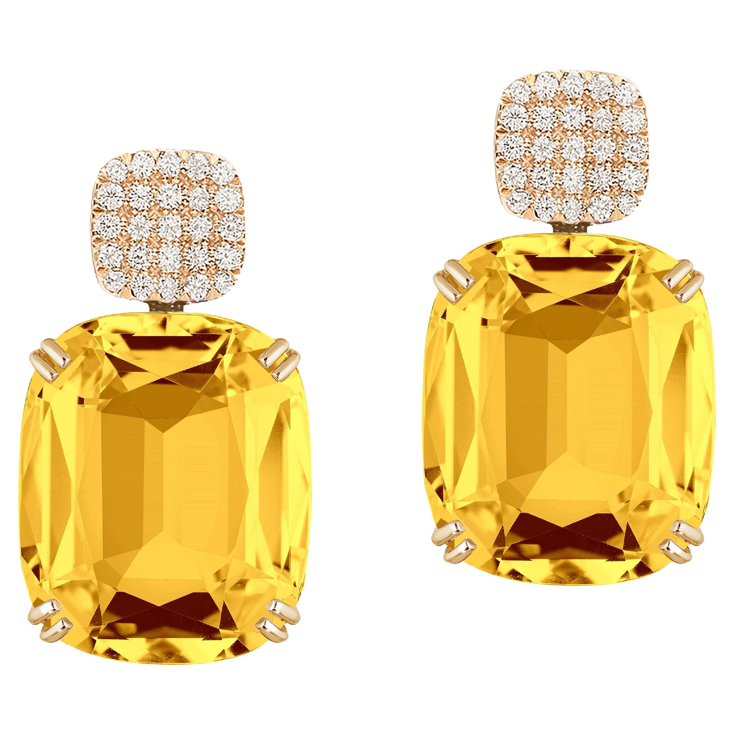 Goshwara Citrine Cushion & Diamonds Earrings