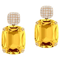 Boucles d'oreilles Goshwara en citrine coussin et diamants