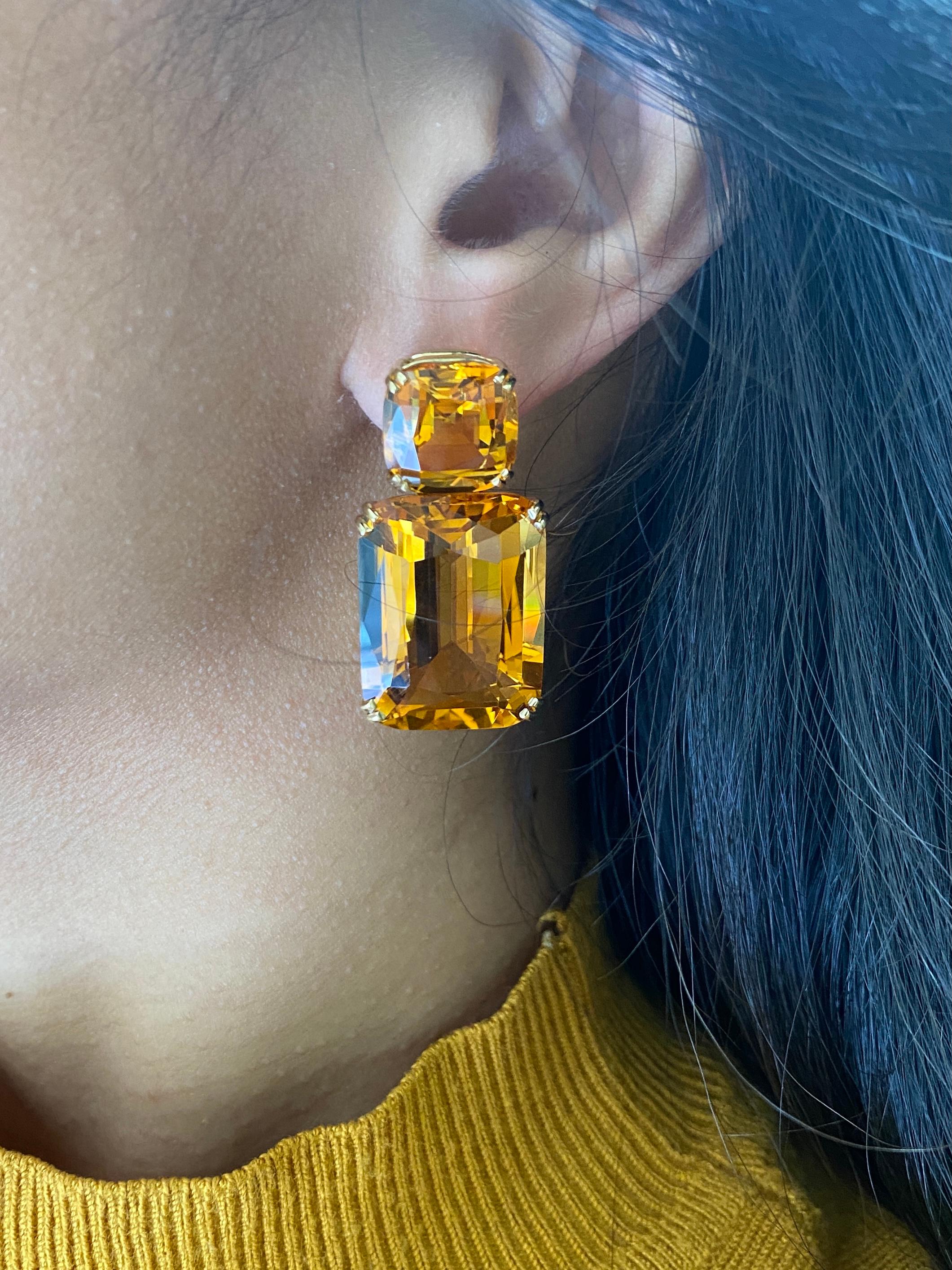 Citrine Cushion Earrings in 18K Yellow Gold, from 