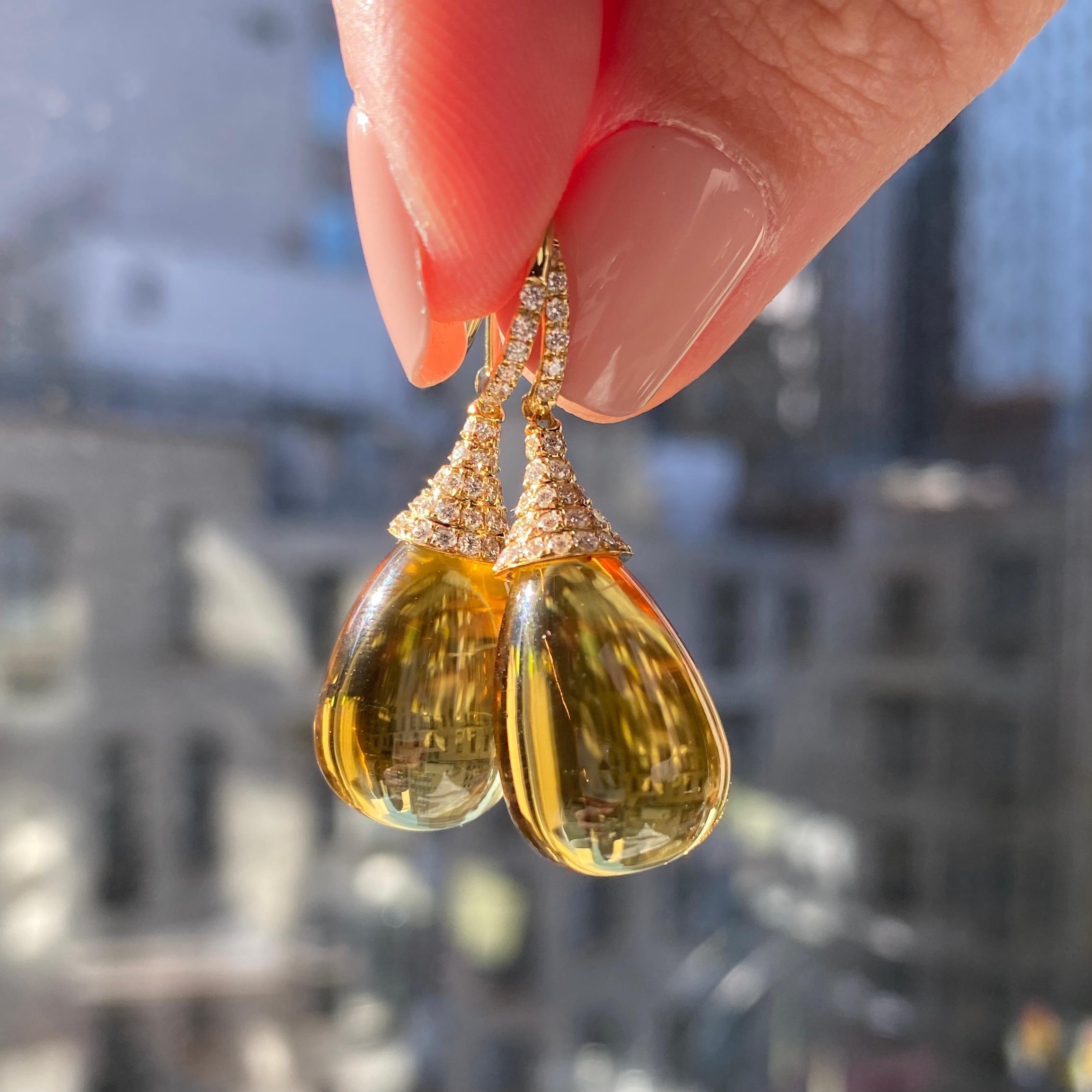 Goshwara Citrine Drop and Diamond Earrings In New Condition For Sale In New York, NY
