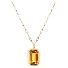 Goshwara Citrine Emerald Cut Bezel Set Pendant