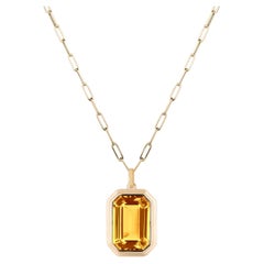 Goshwara Citrine Emerald Cut Bezel Set Pendant