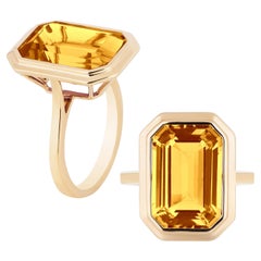 Goshwara Citrine Emerald Cut Bezel Set Ring
