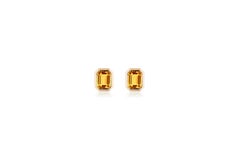 Goshwara Citrine Emerald Cut Bezel Set Stud Earrings