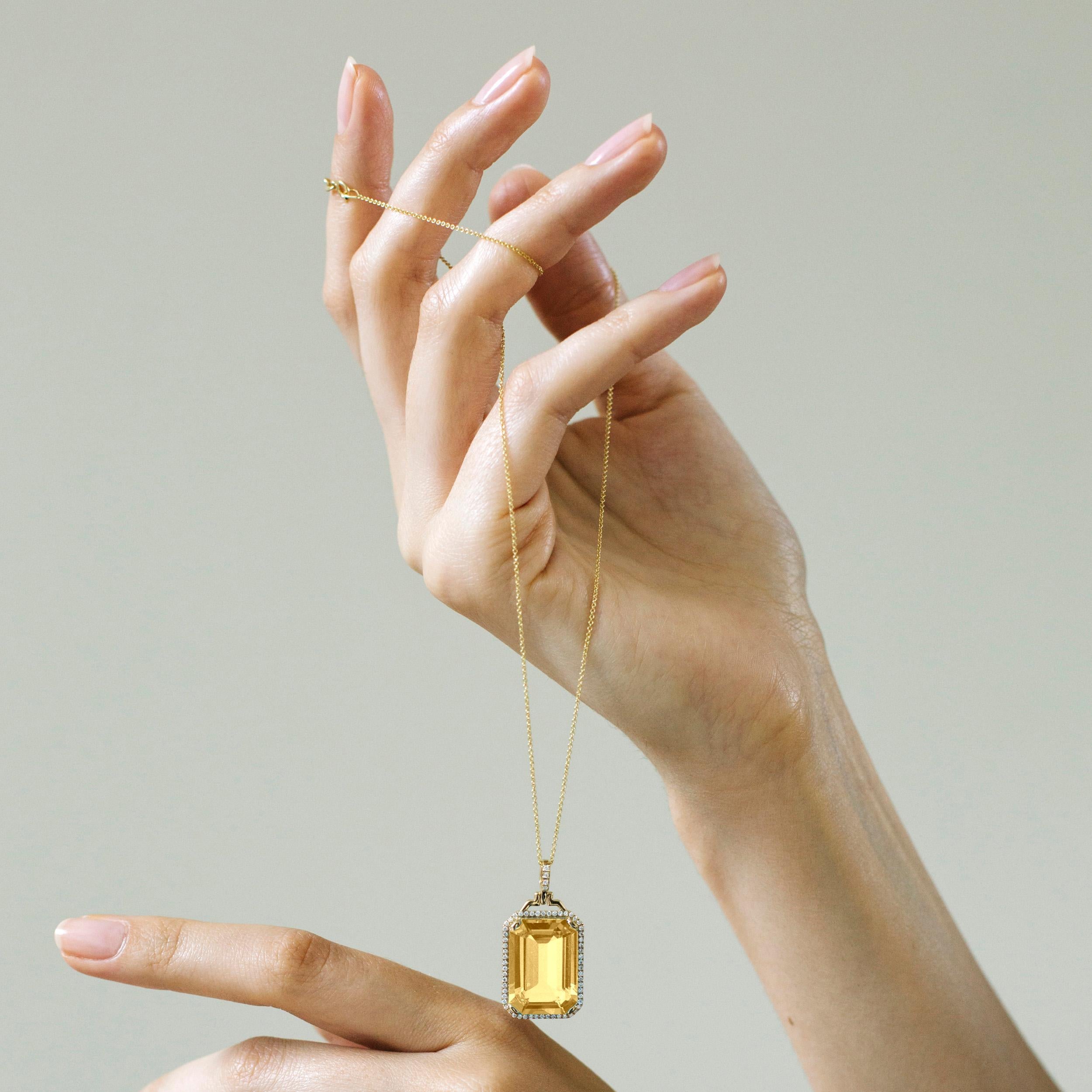 Anhänger aus Zitrin im Smaragdschliff mit Diamanten vonshwara (Zeitgenössisch)
