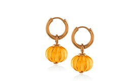 Goshwara Citrine Fluted Bead Earrings on Hoops