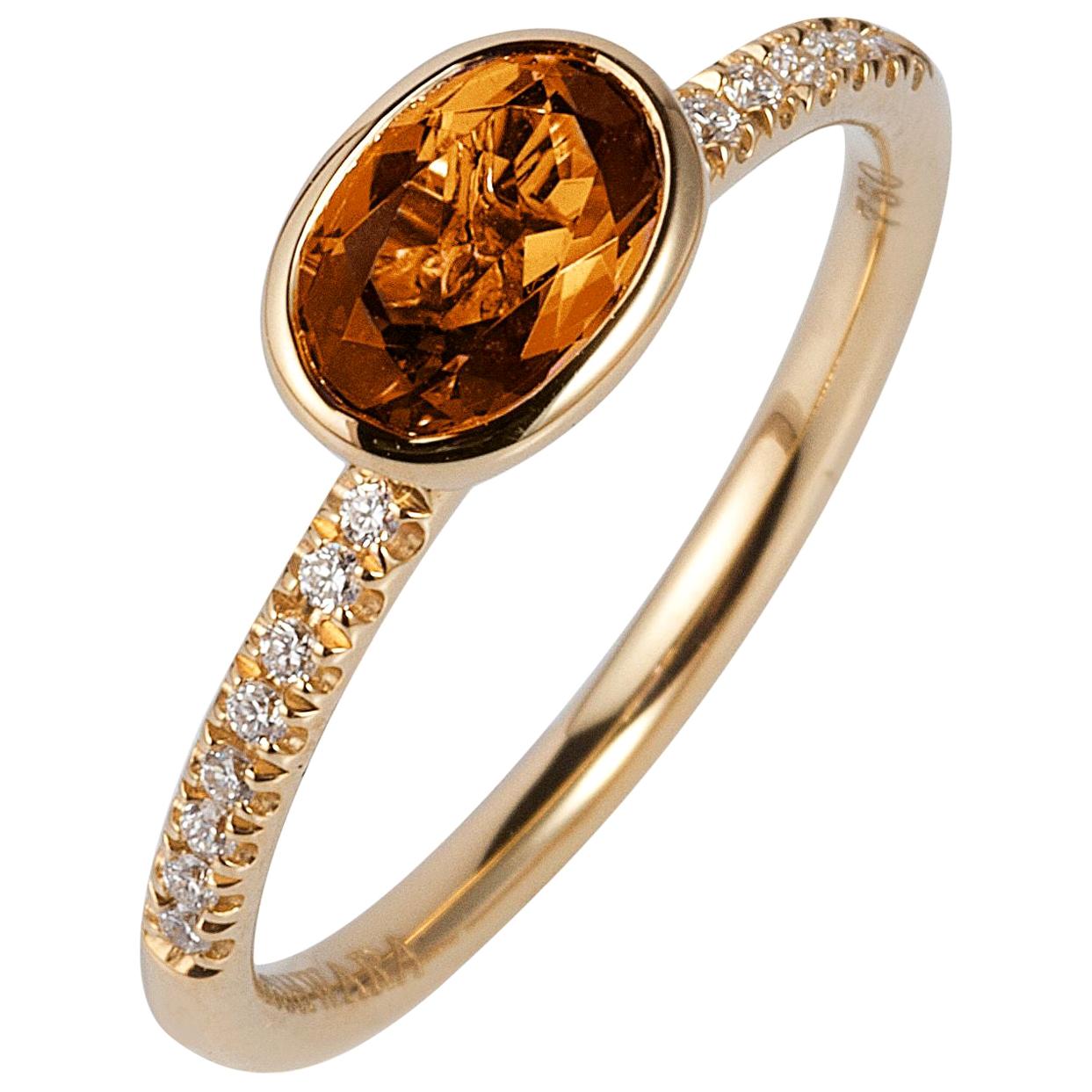 Goshwara Citrine Oval and Diamond Ring