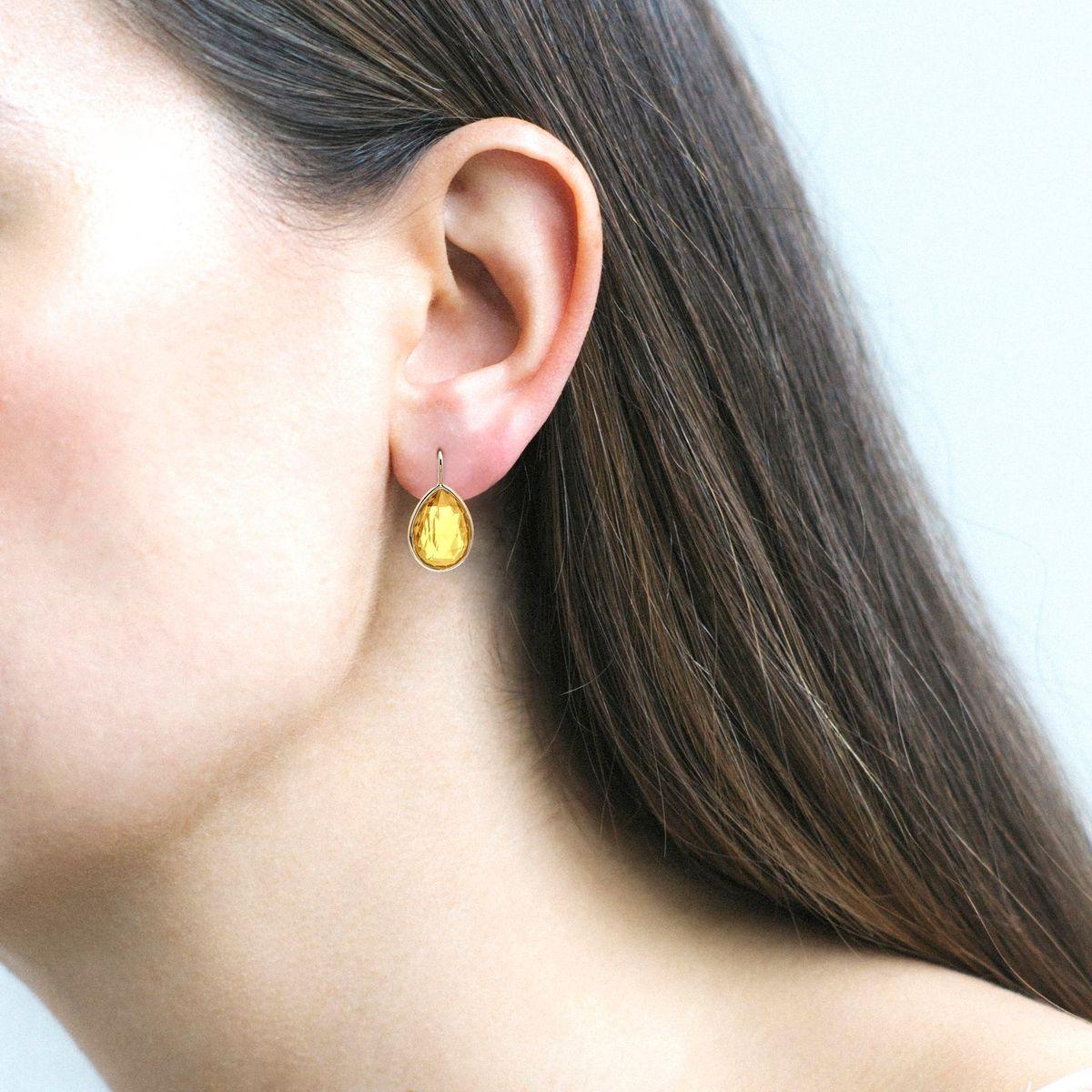 Contemporain Boucles d'oreilles en forme de poire en citrine de Goshwara sur fil métallique en vente