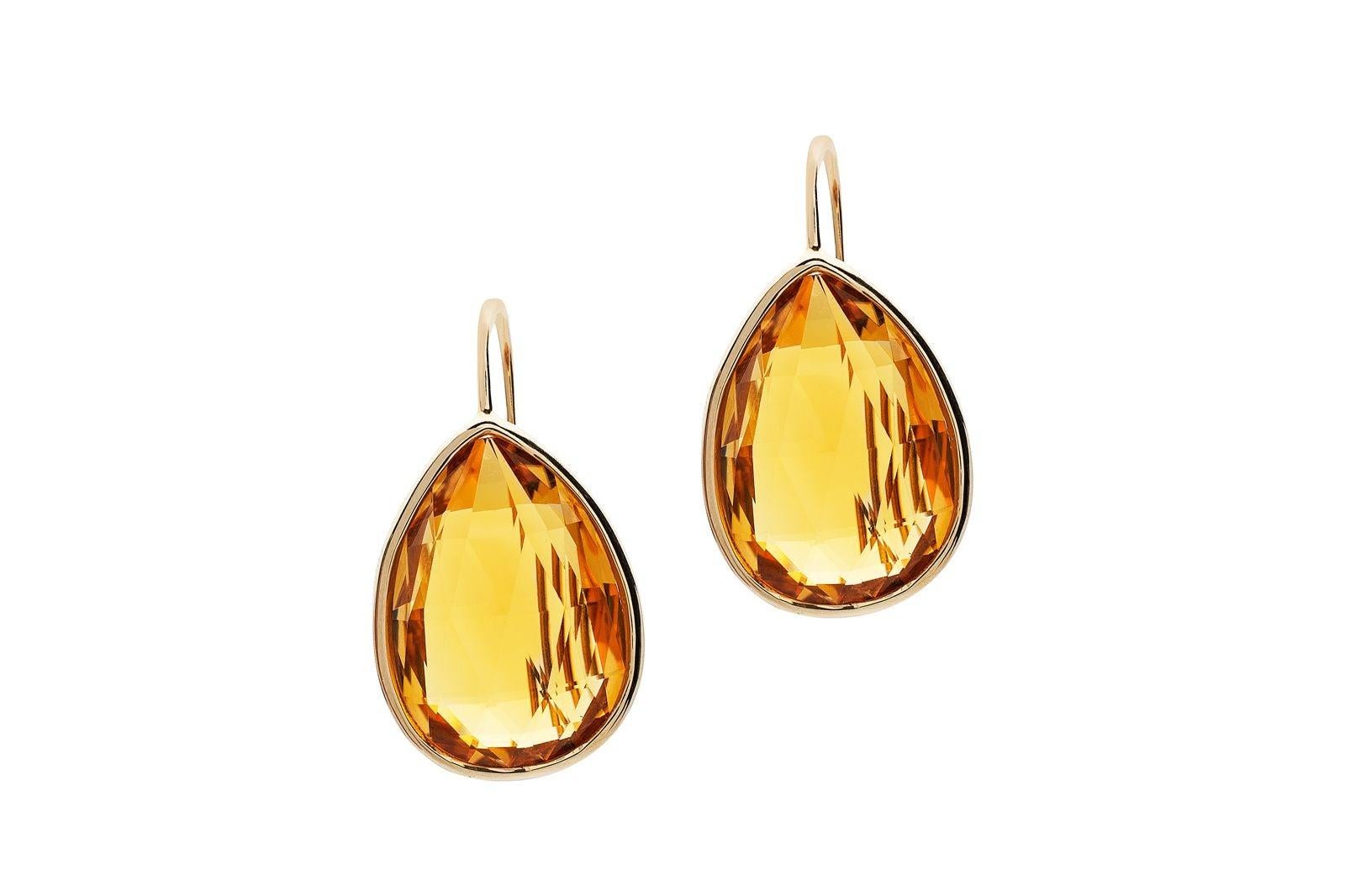Contemporary Goshwara Citrine Pear Shape on a Wire Earring For Sale