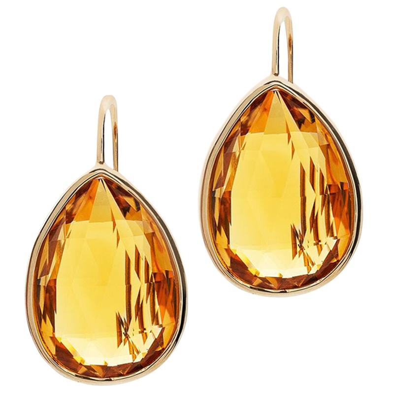 Goshwara Citrine Pear Shape on a Wire Earring For Sale