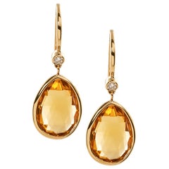 Goshwara Pear Shape Citrine with Diamonds on Wire Earrings