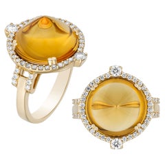 Ring mit Zitrin, Zuckerblatt und Diamanten vonshwara