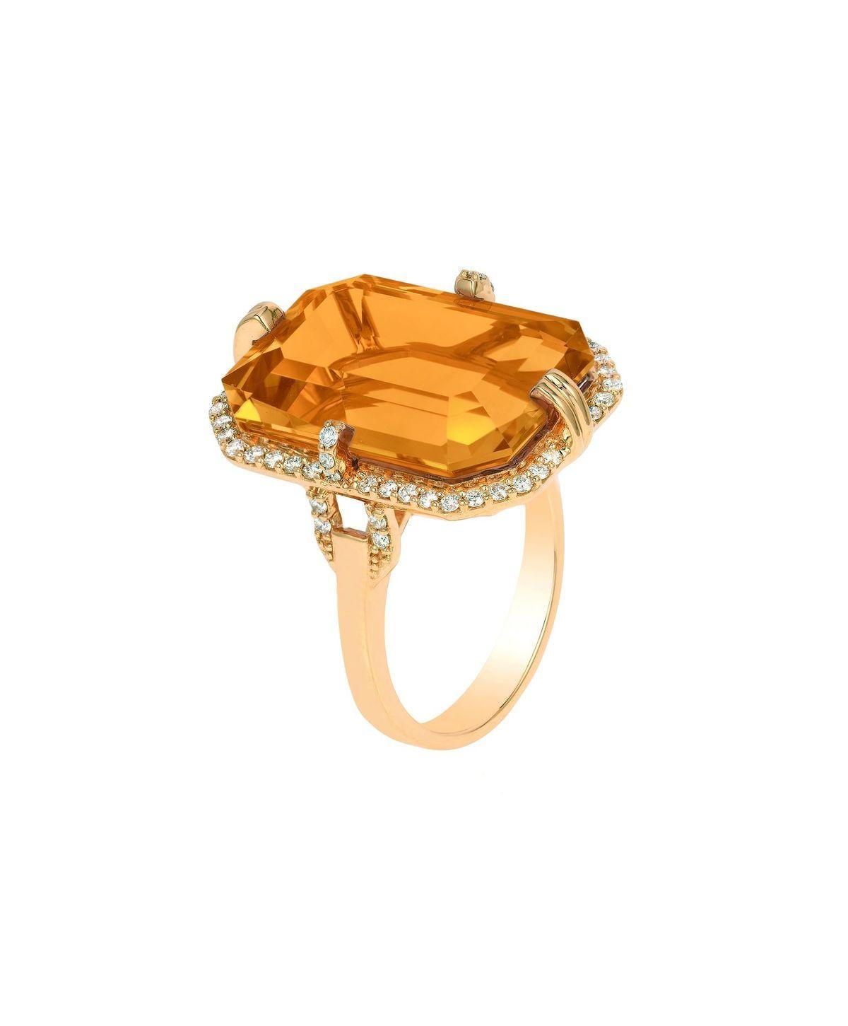 Citrine Emerald Cut Ring with Diamonds in 18K Yellow Gold, From 'Gossip' Collection. Like any good piece of gossip, this collection carries a hint of shock value. They will have everyone in suspense about what Goshwara will do next.

* Gemstone