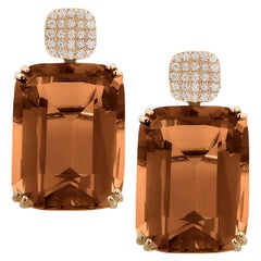 Goshwara Cognac Cushion with Diamonds Earrings
