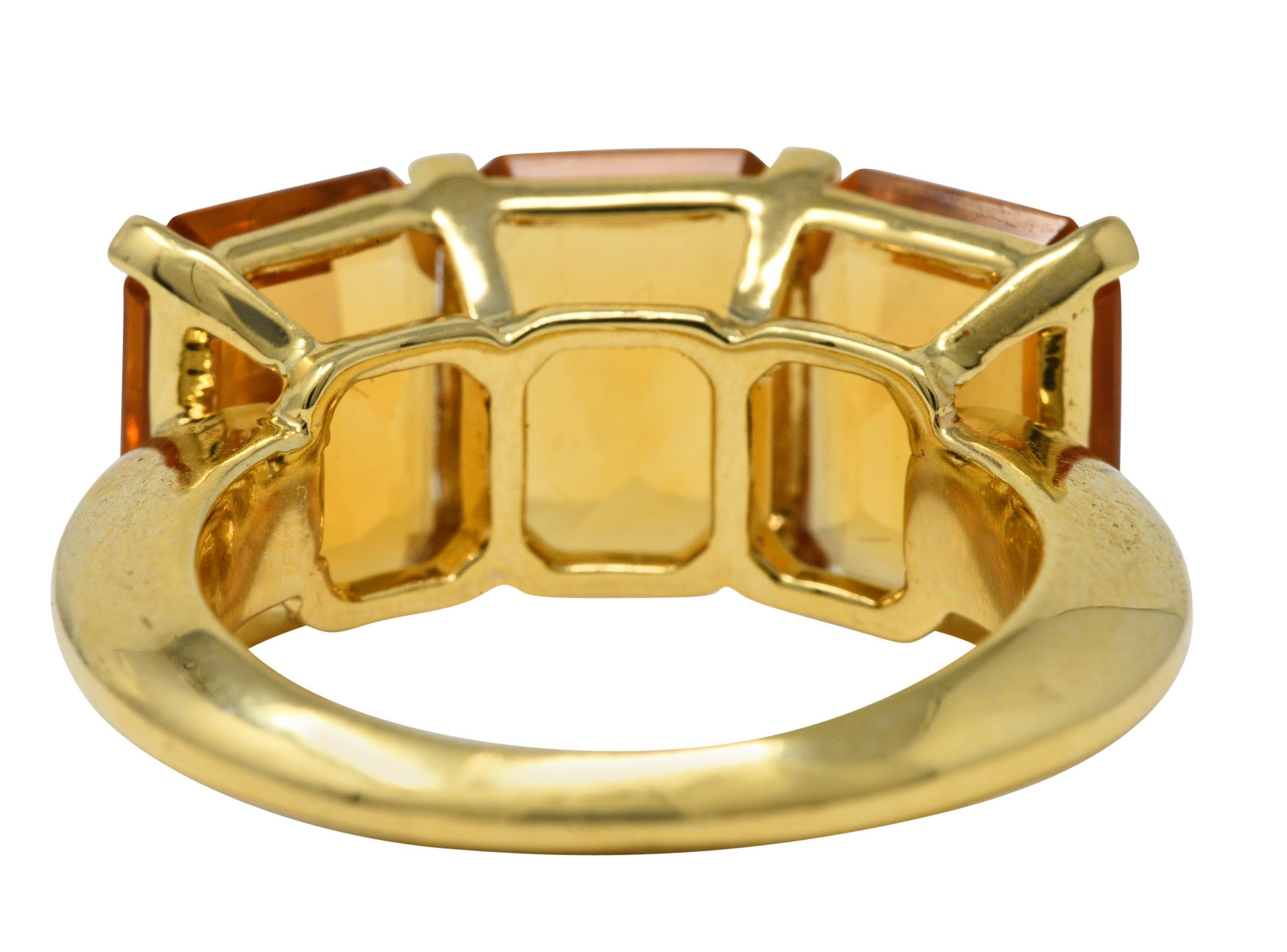 Goshwara Contemporary Citrine 18 Karat Yellow Gold Gossip Three Stone Ring In Excellent Condition In Philadelphia, PA