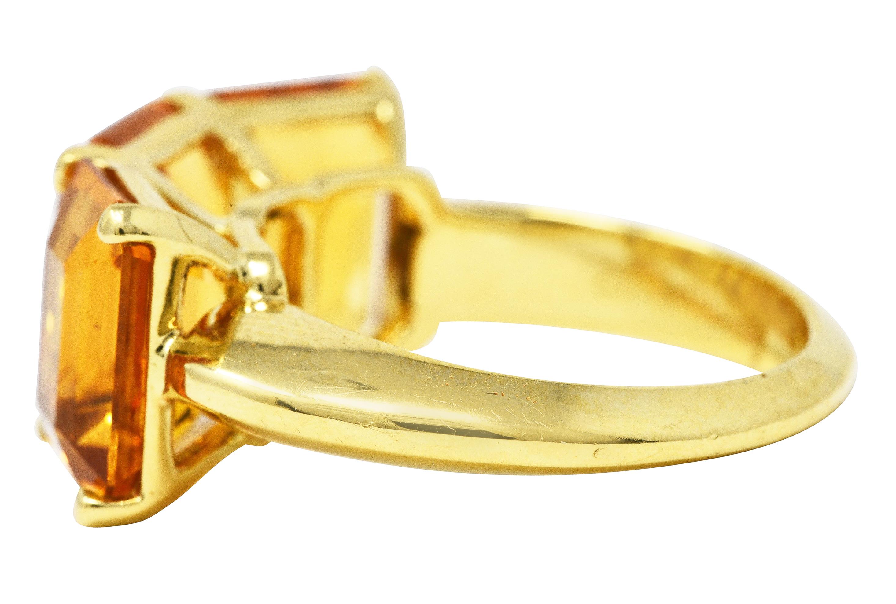 Women's or Men's Goshwara Contemporary Citrine 18 Karat Yellow Gold Gossip Three Stone Ring