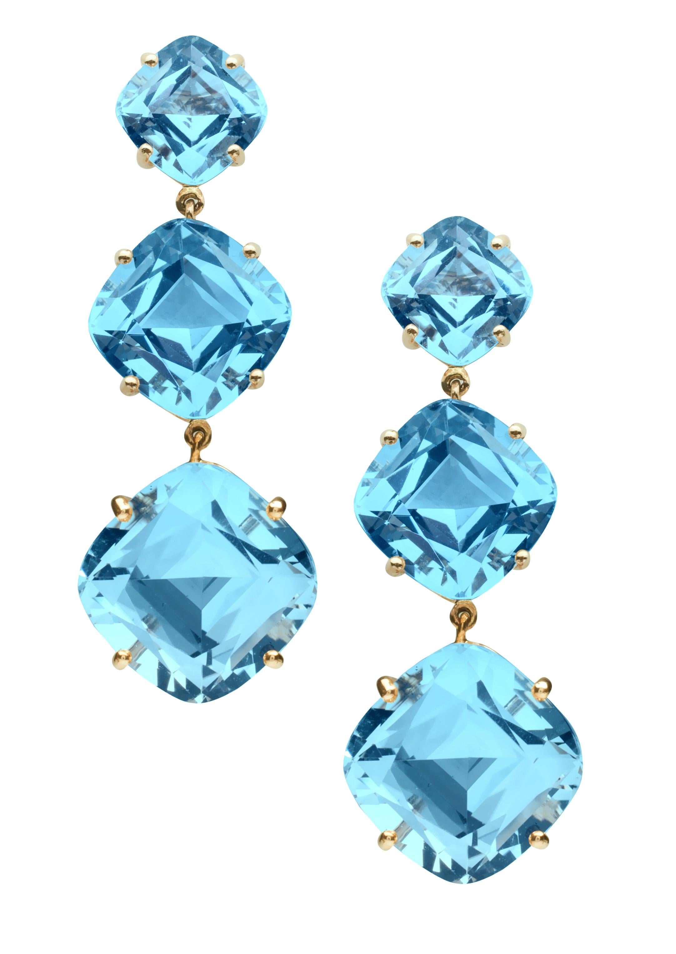 Blue Topaz Cushion Earrings in 18K Yellow Gold, from 'Gossip' Collection

Stone Size: 9 x 9, 12 x 12, 14 x 14 mm

