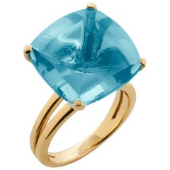 Anillo Goshwara de Topacio Azul en Cojín