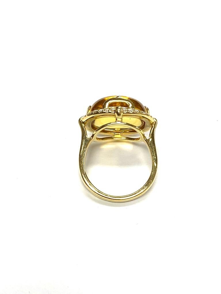 Goshwara Cushion Cabochon Citrine and Diamond Ring In New Condition For Sale In New York, NY