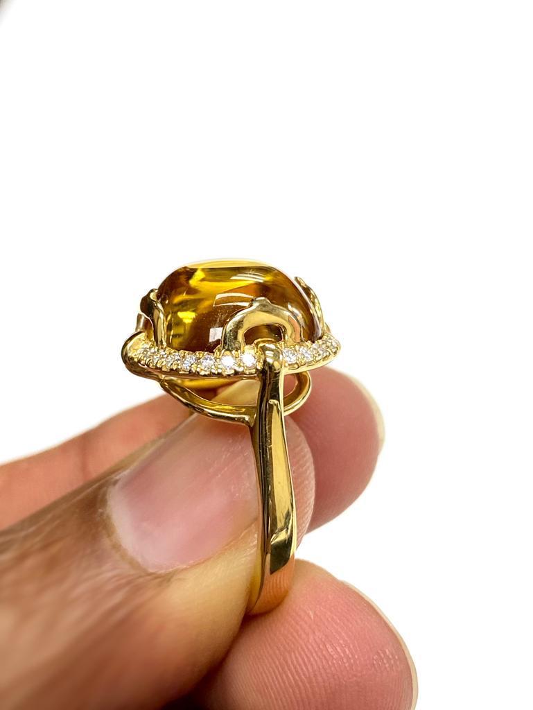 Bague Goshwara en citrine cabochon coussin et diamants en vente 2