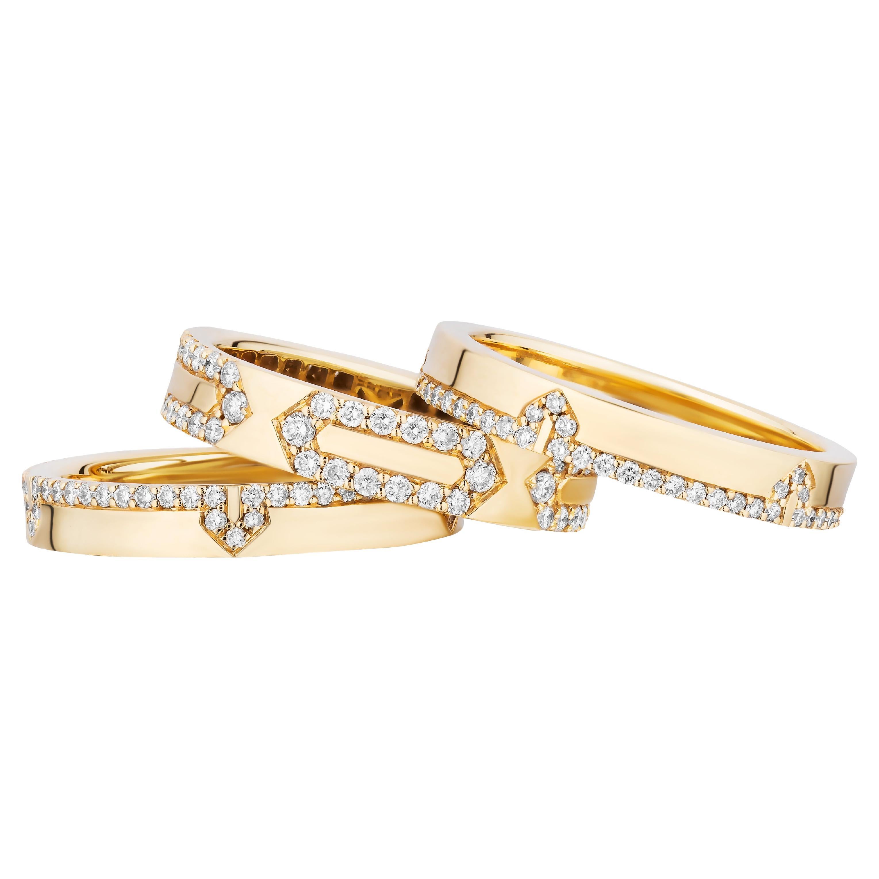 Goshwara Diamond & Gold Triple Split Band Ring For Sale