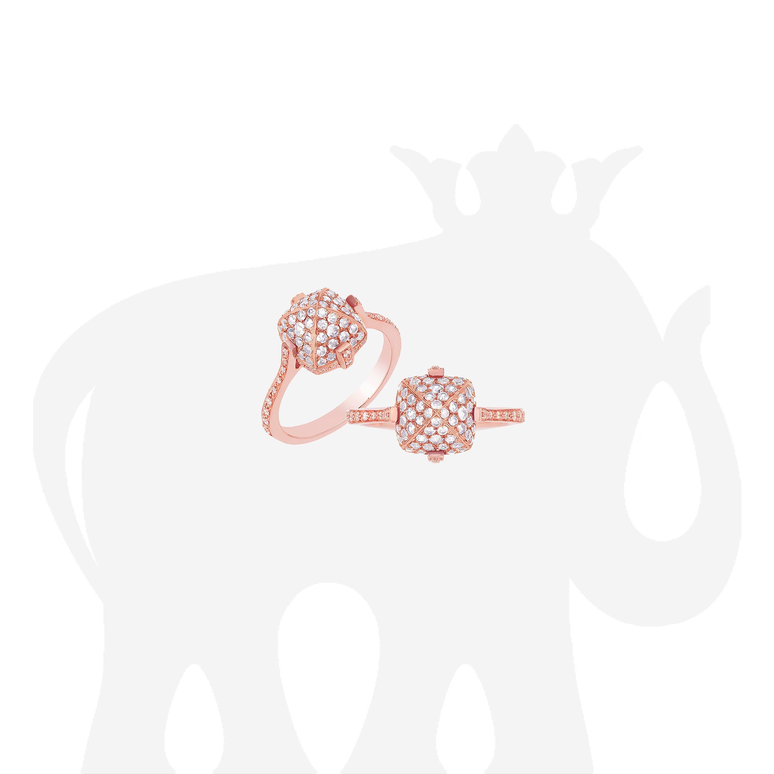Round Cut Goshwara Diamond & Rose Gold Ring For Sale