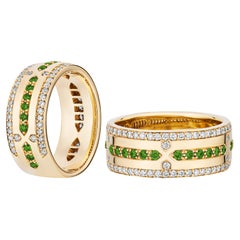 Bracelet large Goshwara en or, diamants et tsavorites