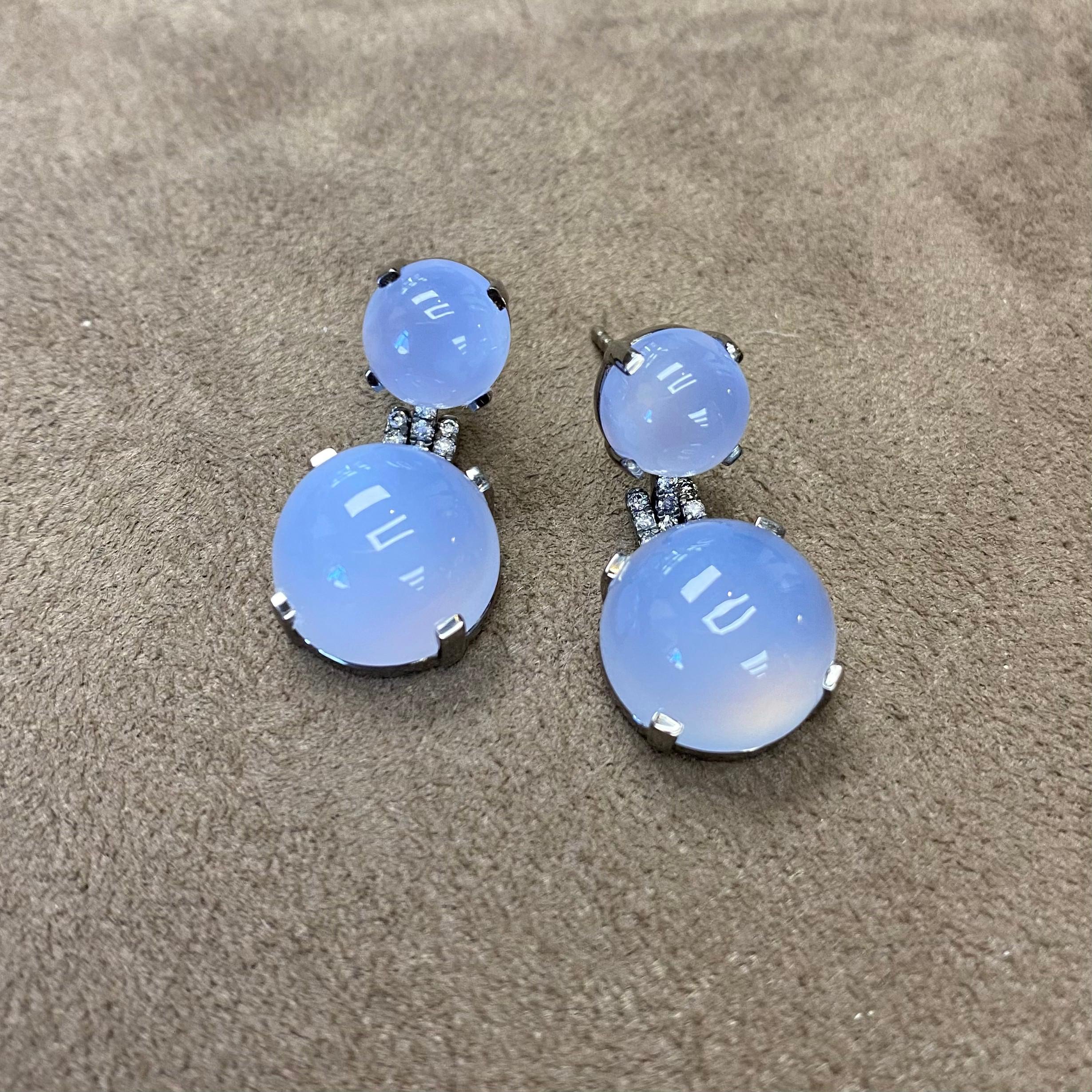 Goshwara Double Cab Blue Chalcedony And Diamond Earrings 1